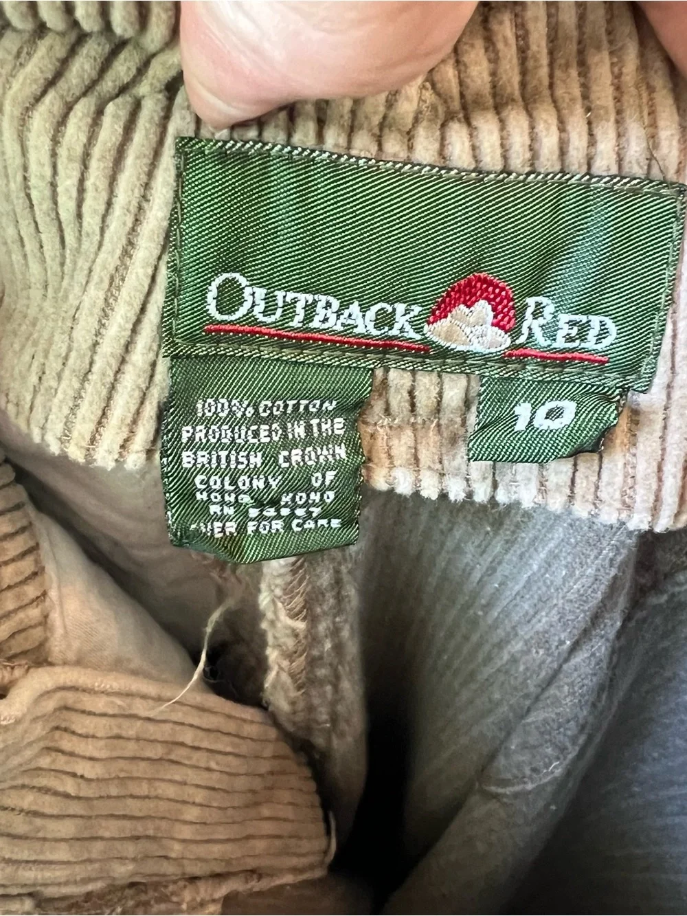 Outback Red Men's Corduroy Trousers in Light Taupe